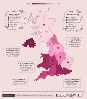 Czy zastanawiałeś się kiedyś, gdzie są najbardziej kochające regiony w Wielkiej Brytanii?